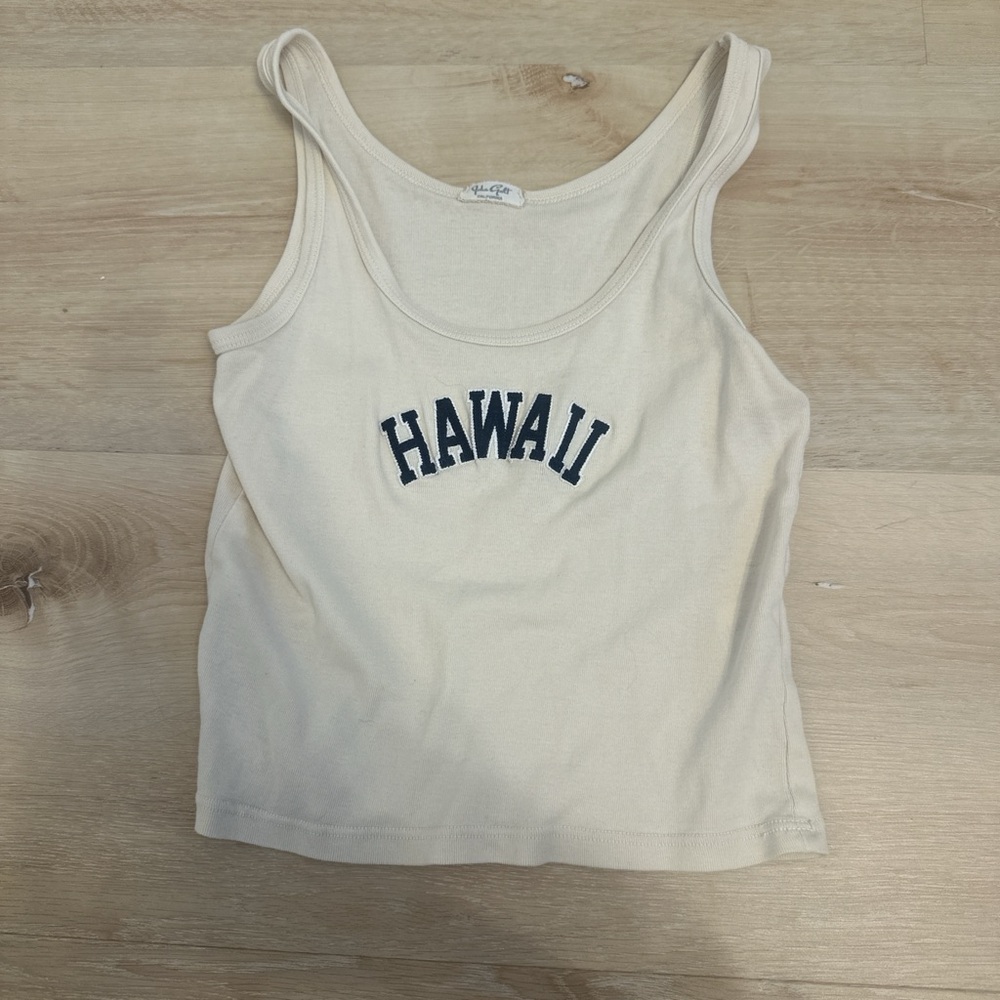 Brandy Melville John Galt Cream Hawaii Tank Top